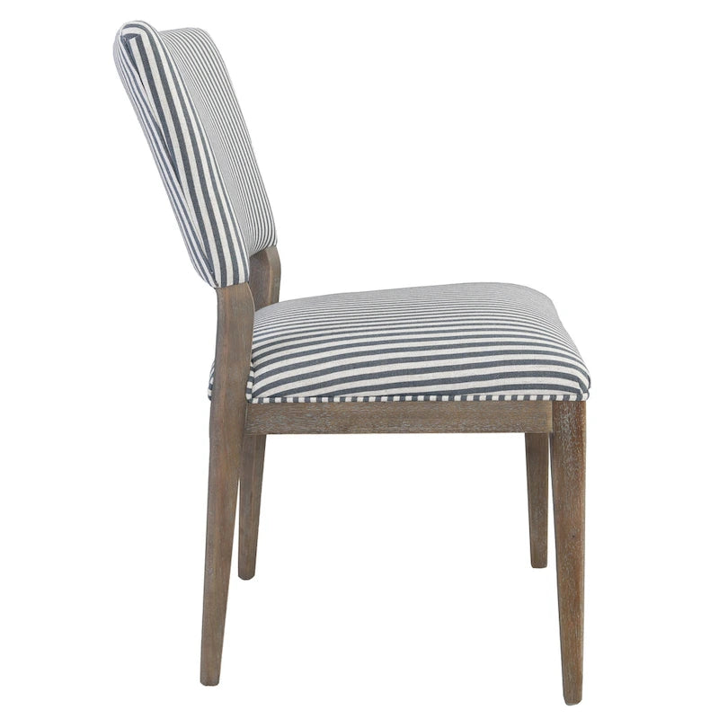 Upholstered Dining Chair Mid-Century Modern Linen Blend Wood Legs
