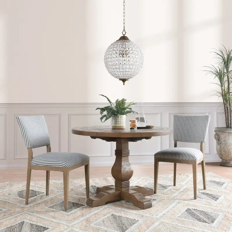 Upholstered Dining Chair Mid-Century Modern Linen Blend Wood Legs