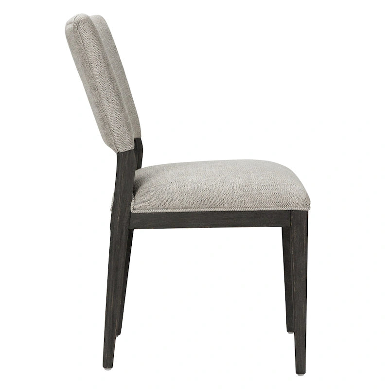 Upholstered Dining Chair Mid-Century Modern Linen Blend Wood Legs
