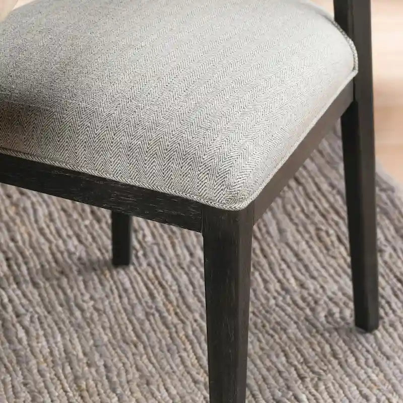 Upholstered Dining Chair Mid-Century Modern Linen Blend Wood Legs
