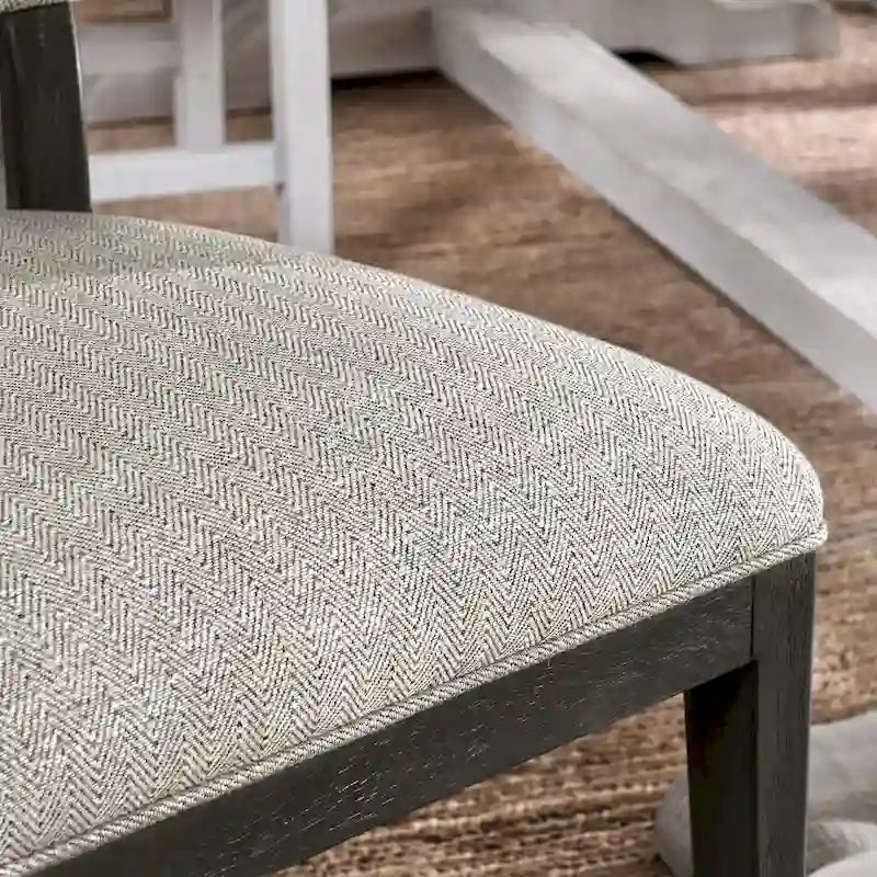 Upholstered Dining Chair Mid-Century Modern Linen Blend Wood Legs