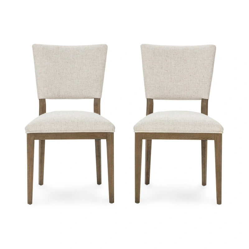 Upholstered Dining Chair Mid-Century Modern Linen Blend Wood Legs