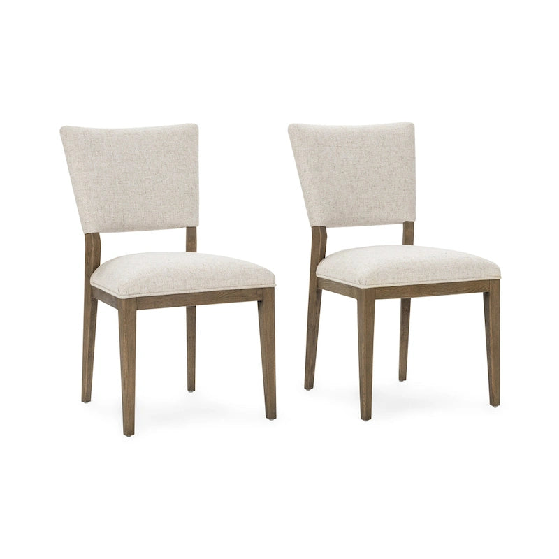 Upholstered Dining Chair Mid-Century Modern Linen Blend Wood Legs