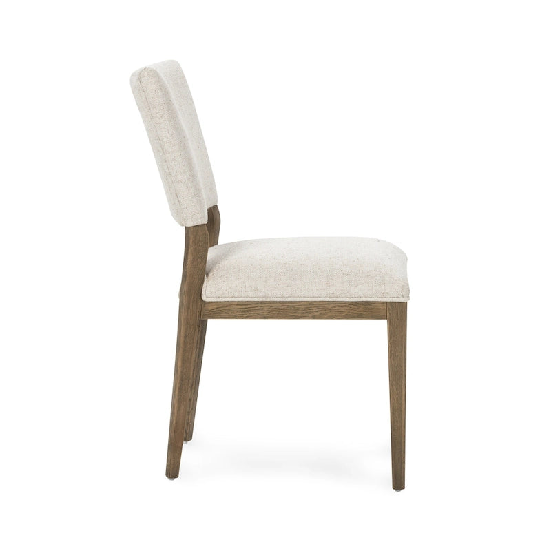 Upholstered Dining Chair Mid-Century Modern Linen Blend Wood Legs