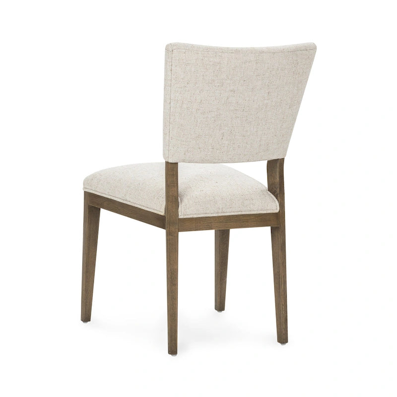 Upholstered Dining Chair Mid-Century Modern Linen Blend Wood Legs