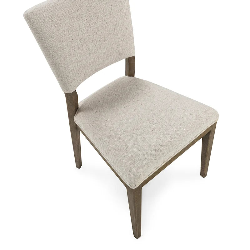 Upholstered Dining Chair Mid-Century Modern Linen Blend Wood Legs