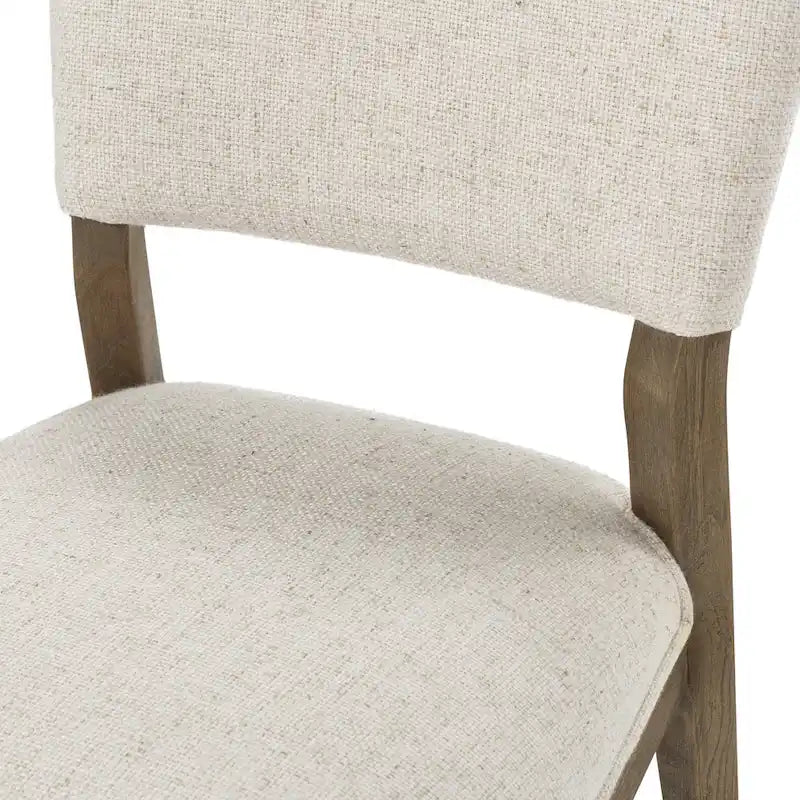 Upholstered Dining Chair Mid-Century Modern Linen Blend Wood Legs