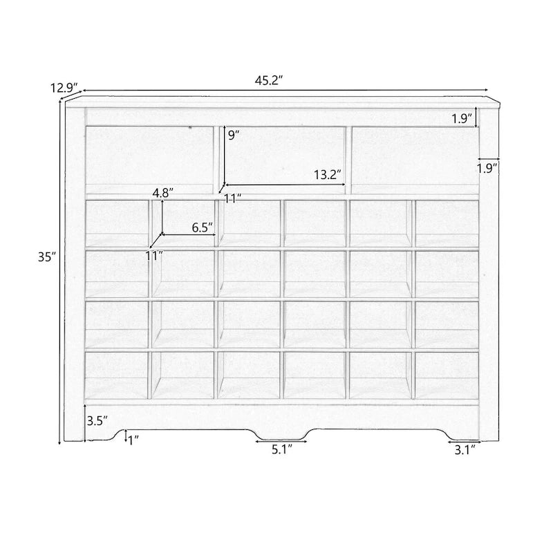 24 Shoe Cubby Console Shoe Cabinet with Curved Base Versatile Sideboard for Hallway Bedroom Living Room
