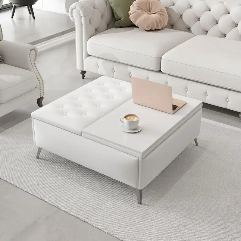 35 inch Wide Square Storage Ottoman Coffee Table with Lift Top