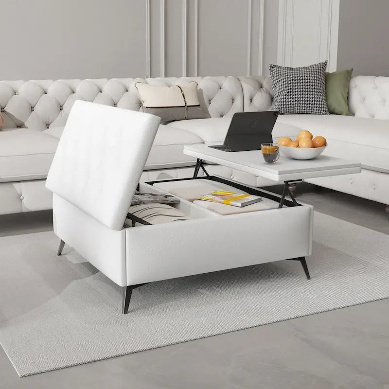35 inch Wide Square Storage Ottoman Coffee Table with Lift Top