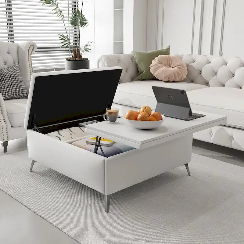 35 inch Wide Square Storage Ottoman Coffee Table with Lift Top