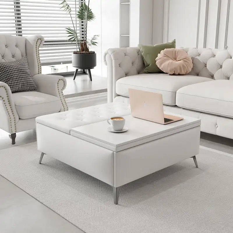 35 inch Wide Square Storage Ottoman Coffee Table with Lift Top
