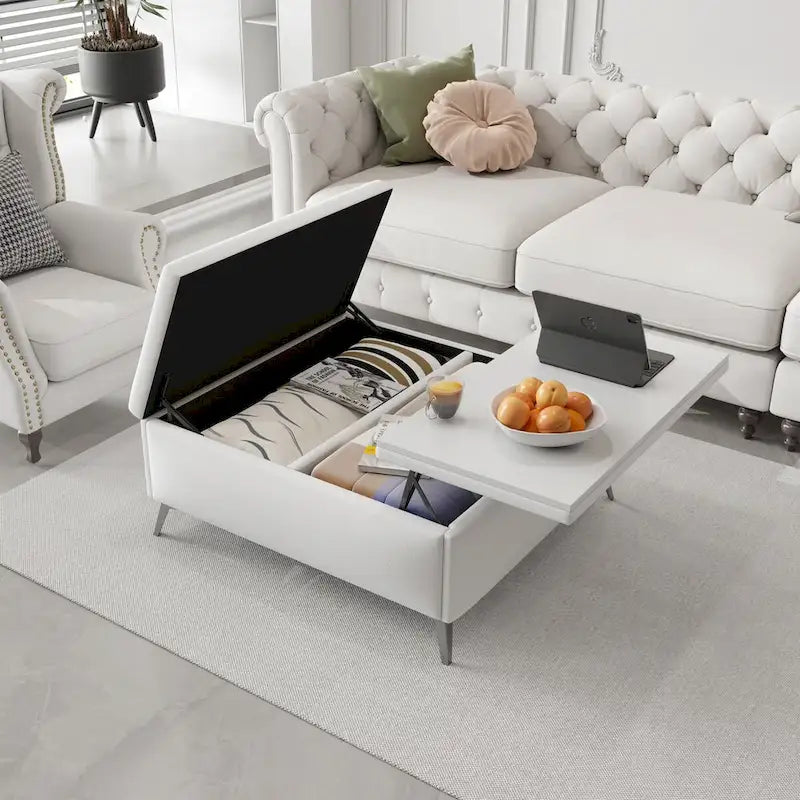 35 inch Wide Square Storage Ottoman Coffee Table with Lift Top