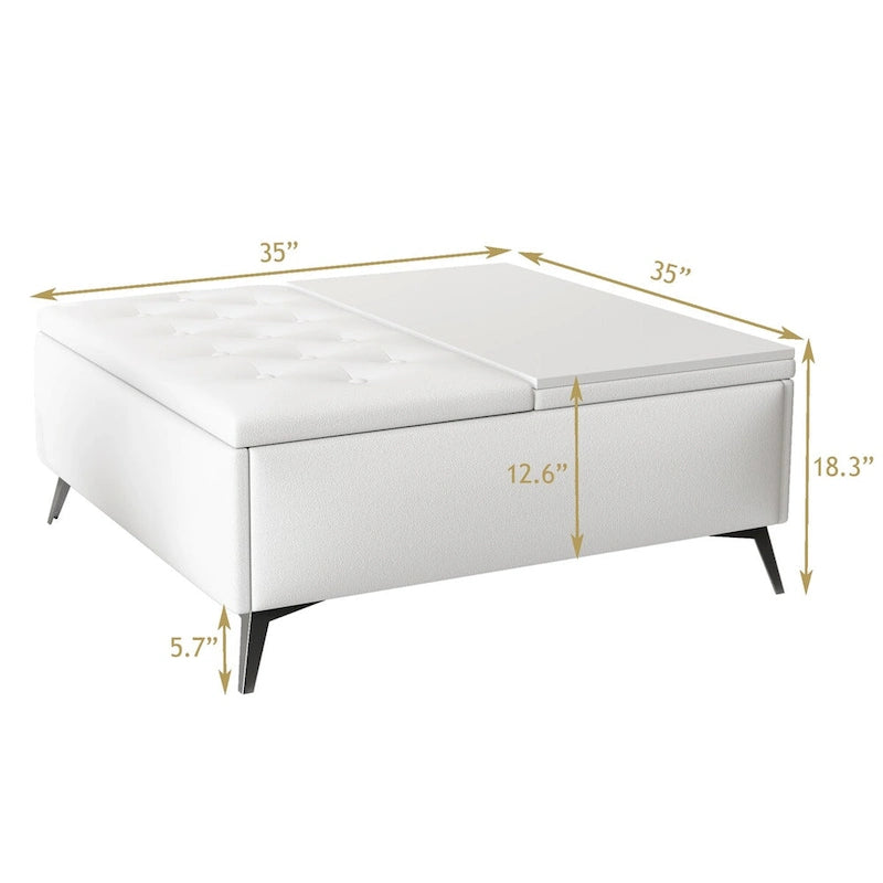 35 inch Wide Square Storage Ottoman Coffee Table with Lift Top